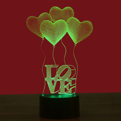 Simple Love Colorful 3D Touch Night Light