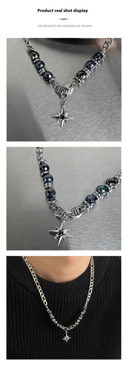 Simple All-match Eight Awn Star Necklace For UNISEX Titanium Steel No Fading